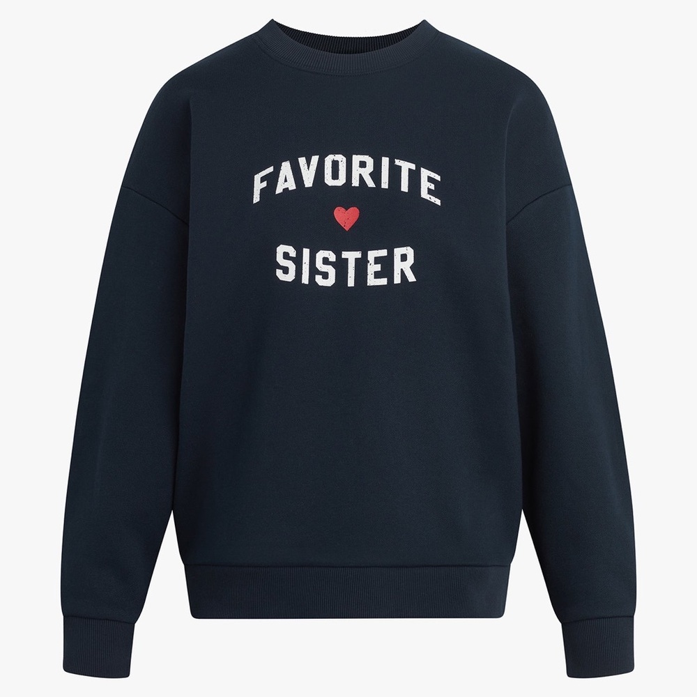 Favorite Daughter Sister Navy Blue Heart Crew Neck Pullover Sweatshirt Extra XL - Picture 11 of 15